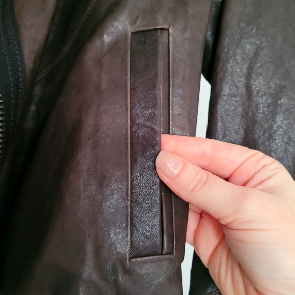 Grai Brand Leather Cropped Minimal Moto Jacket HIGH QUALITY XS - Picture 9 of 14